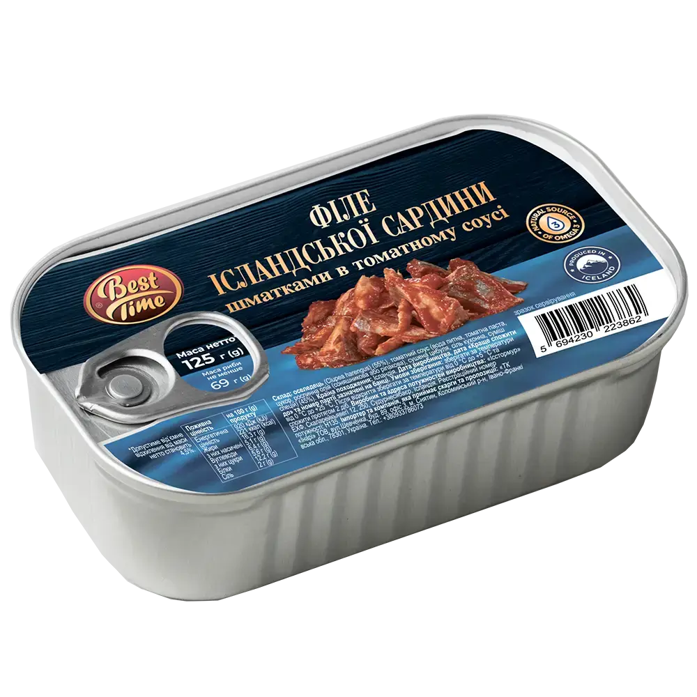 Філе Ісландської сардини шматками в томатному соусі